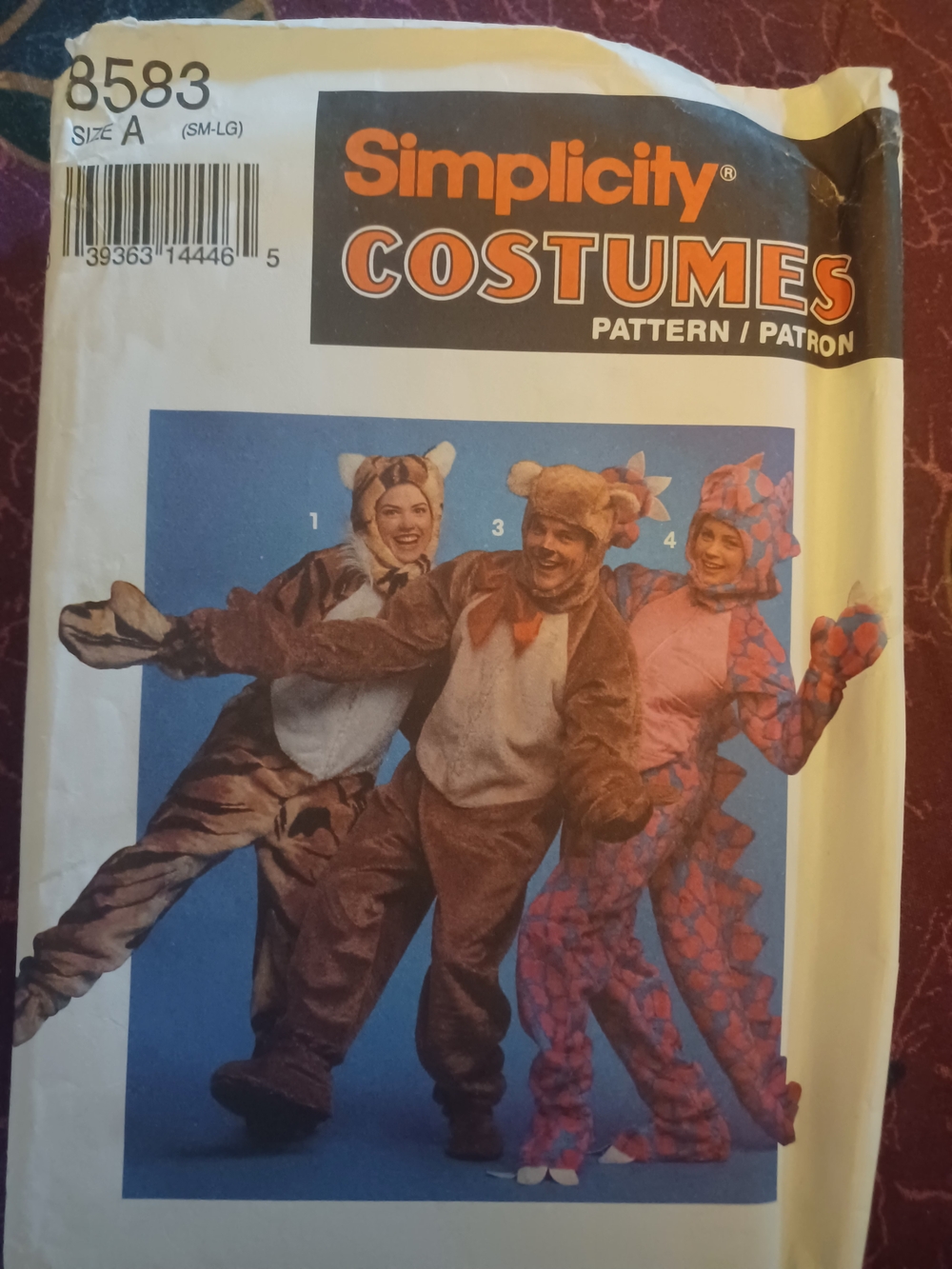 Vintage (1993)Simplicity Bear, Scaled Dragon , and Tiger Costume Pattern. Sm-Lg